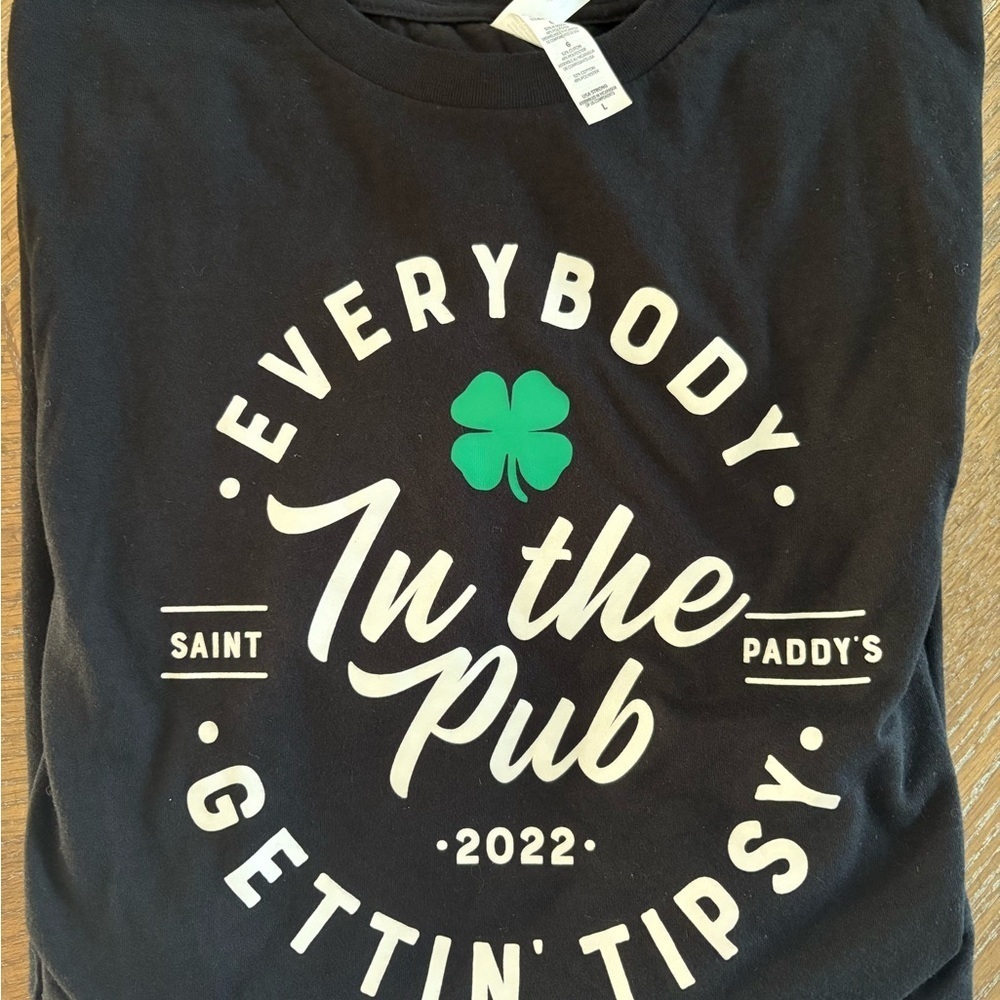 Bella Canvas Black Tee with White and Green Shamrock Design